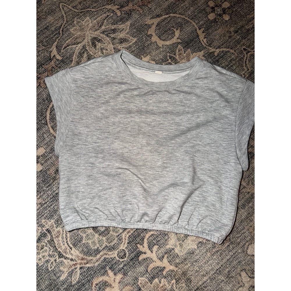 Alo Yoga Dreamy Crop Short Sleeve Top Grey
